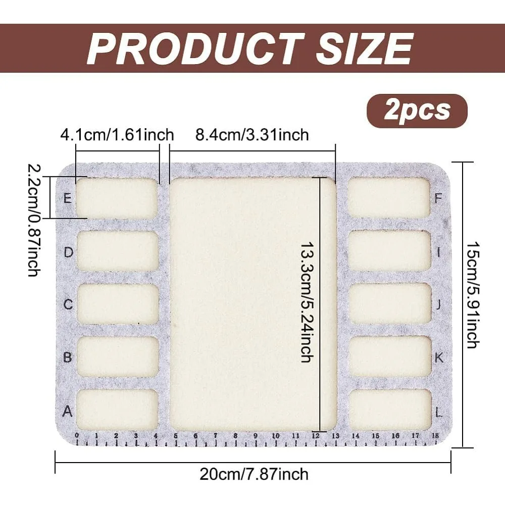 2Pcs Felt Beading Mat Rectangle Felt Bead Design Boards with Centimeter Alphabetic Scale Beads Tray Bead Pads for Art Crafts