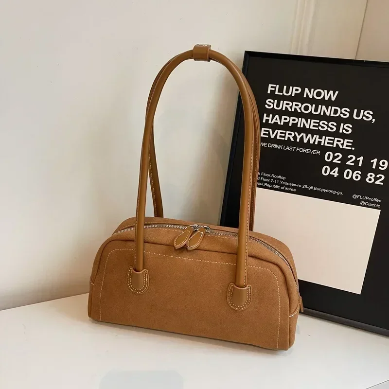 Fashion Woolen Solid Shoulder Bag Sewing Double Zipper Exquisite Handbag 2024 Hot Sale Bags for Women Bolsas Femininas