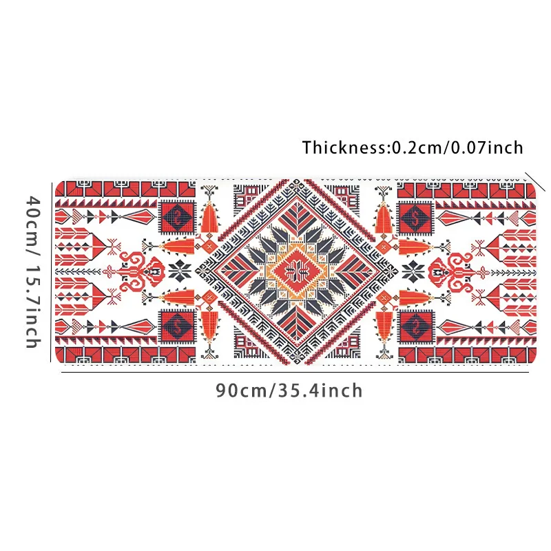 Rode Boho Geometrisch Design Muismat Stijlvolle Etnische Kunst Gaming Grote Bureau Pad Computer Toetsenbord Muismat met Antislip Rubber