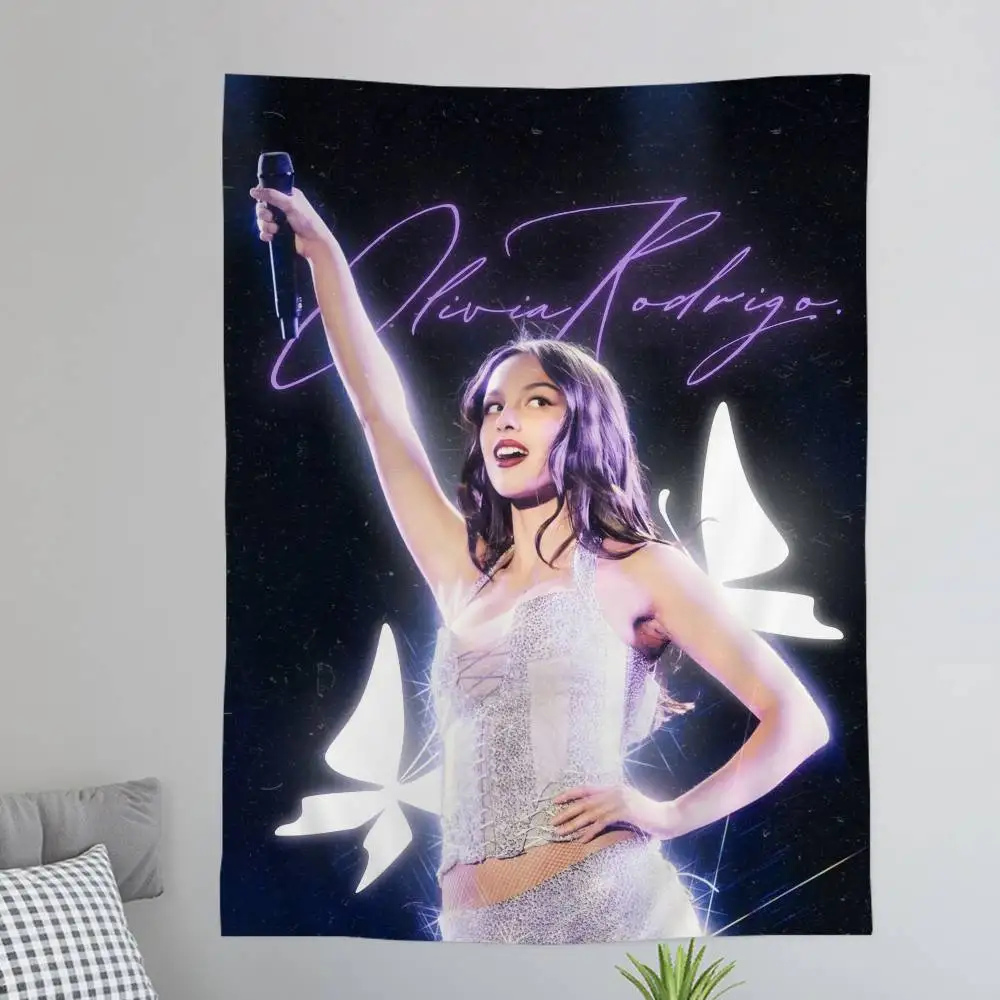 Singer O-Olivia Cool R-Rodrigo Anime Tapestry Hippie Flower Wall Carpets Dorm Decor Cheap Hippie Wall Hanging