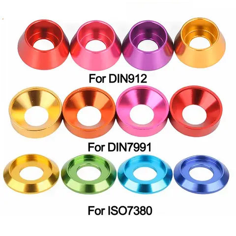 M2 M2.5 M3 M4 M5 M6 M8 Anodized Colorful Aluminium Alloy Spherical Conical Washers Gasket Aluminum Spacers For Hex Socket Screw