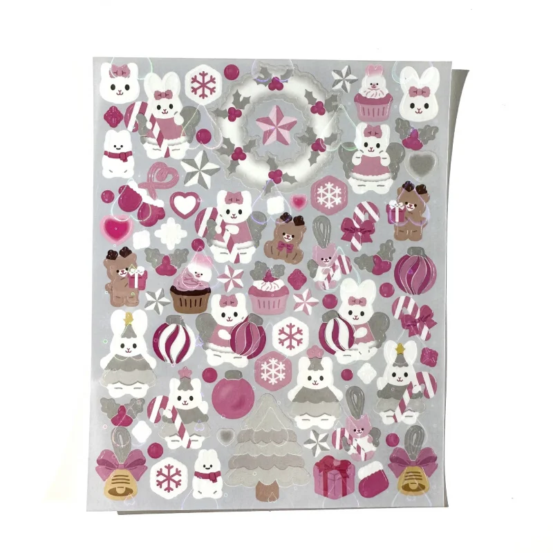 1/4PCS Korean Cute Laser Rabbit Stickers Halloween Christmas Journal Diary Notebook DIY Decorative Material Sticker
