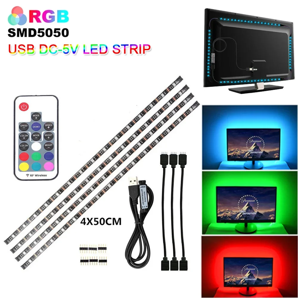 

led light strip rgb tape smd 5050 5v usb ledstrip for tv backlight lights music control Background Lighting flexible neon tira