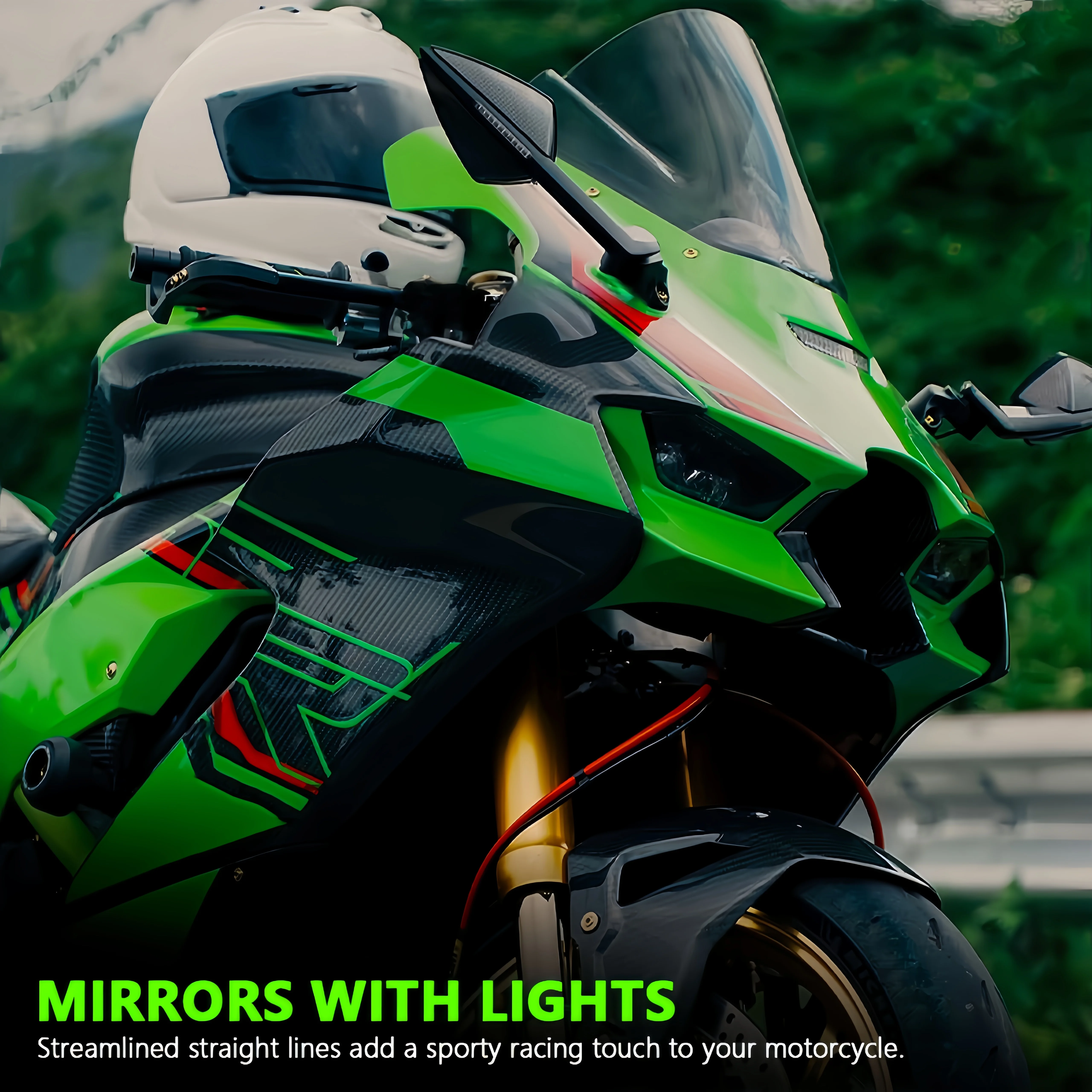 For Kawasaki ZX-6R ZX-10R Ninja 650 Ninja 400 Rearview Mirrors With Turn Signals LED Accessories Motorcycle Rearview Mirrors