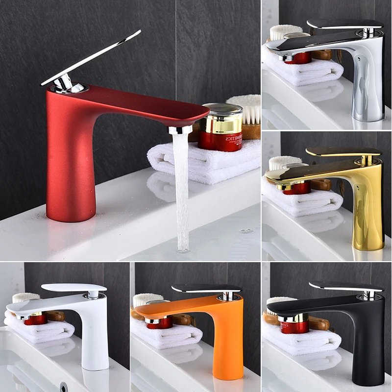 

Red Basin Faucet Hot And Cold Orange Bath Sink Mixer Black Bathroom Basin Tap Brass Gun Grey Bathroom Faucet Crane Gold Sink Tap