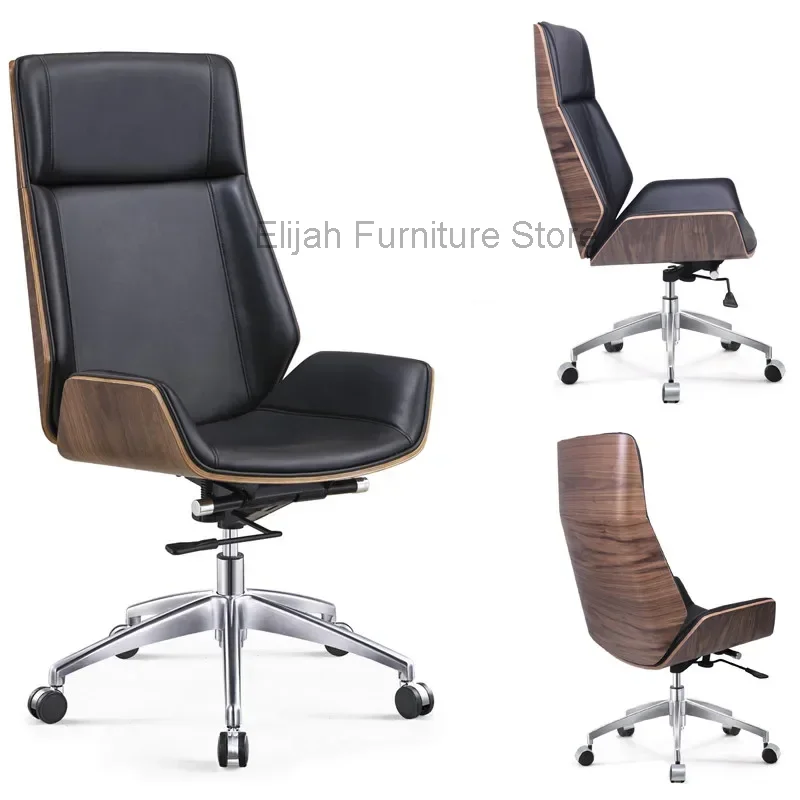 

High-Back Bentwood Swivel Office Computer Chair Micro Fiber Leather Office Furniture For Home,Conference Task Leather Armchair