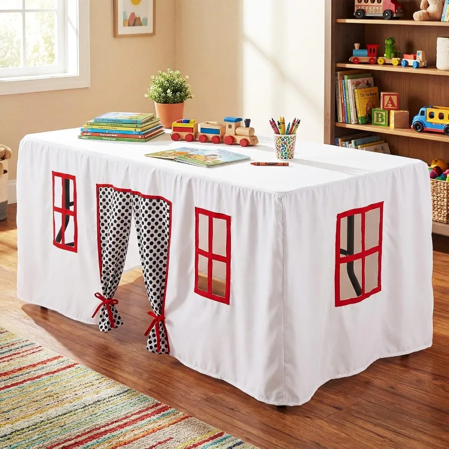 10 pés x 7,5 pés grande playhouse pano de mesa forte tenda capa playhouse interior ao ar livre toalha de mesa para festa de aniversário playgroun