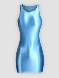 Highly stretch sexy body shaper vest tight fitting sleeveless ruffles hip pack dress