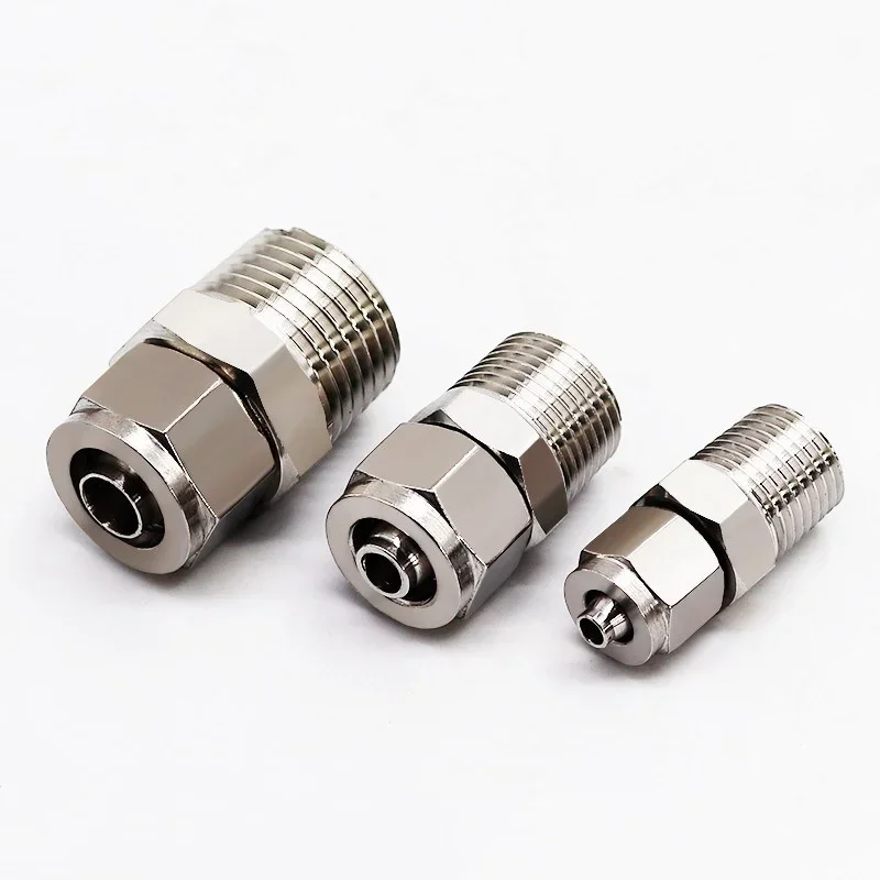 PC4 6 8 10 12mm Pipe Tube To M5 1/8 1/4 3/8 1/2 Trachea Quick Screw Pipe Fittings Copper Pneumatic Components Fast Twist Joint