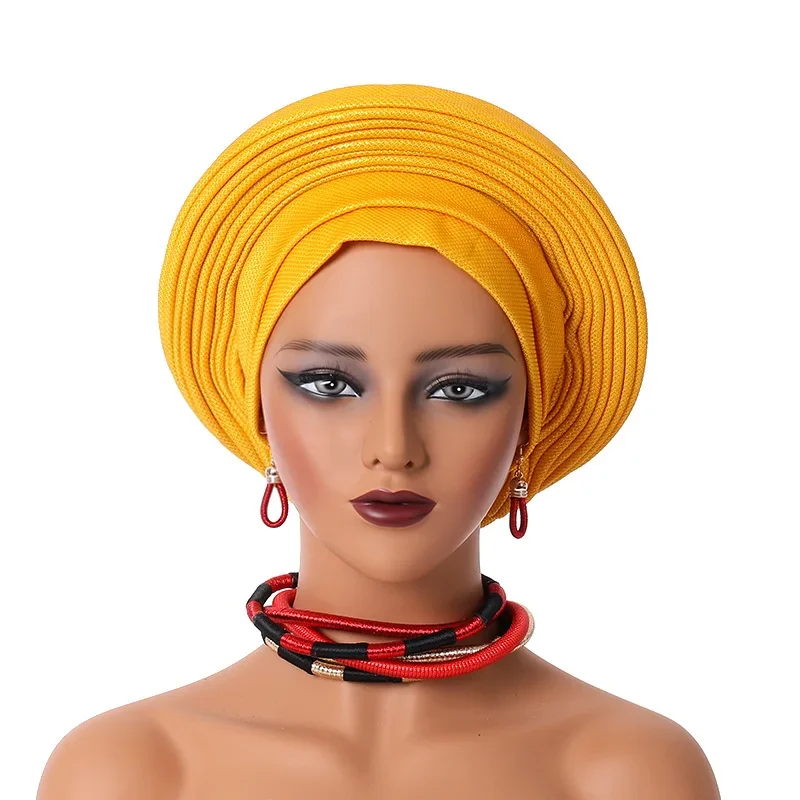 

Nigerian Gele Headtie Auto Gele Turban Headwarp Already Made African Turban Cap Party Women Muslim Hijab Headscarf Bonnet Hat