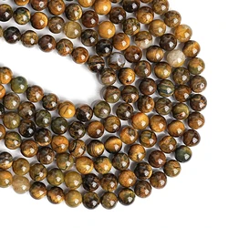 Natural Stone Beads Yellow Pietersite Smooth Round Crystal Loose Beads For Jewelry Making DIY Charm Bracelets 4/6/8/10MM