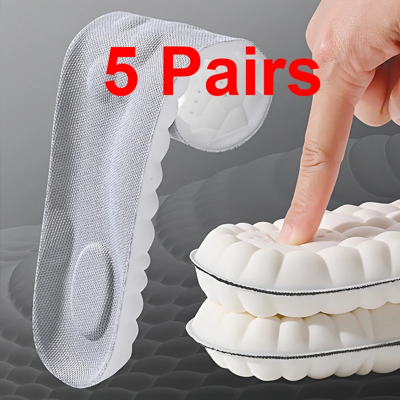 5 paires de semelles intérieures de sport en latex, haute élasticité, coussinets de soutien de la voûte plantaire, orthopédiques, respirantes, absorption des chocs