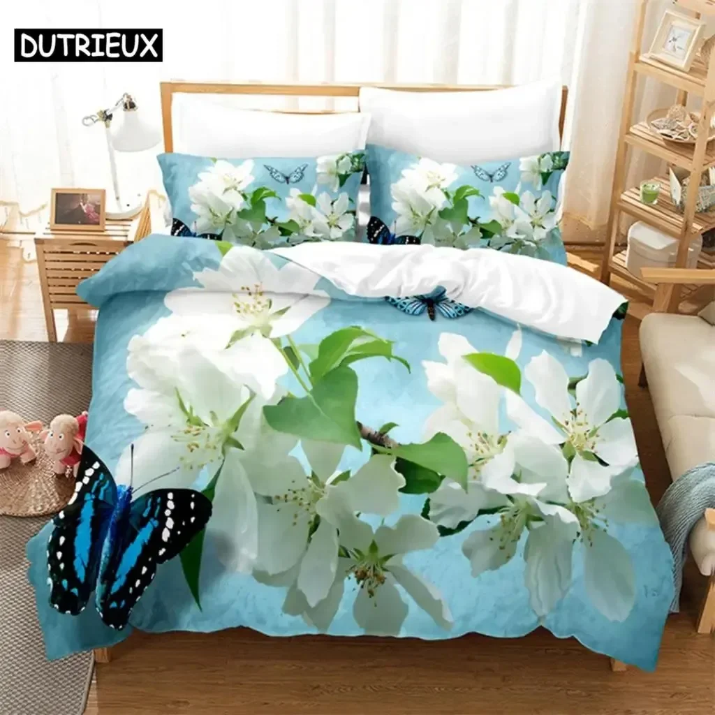 

New 3D Print Pink Flowers Queen Comfortable Duvet Quilt Cover Pillowcase Bedding Set Children Bedroom Decoration Home Textile