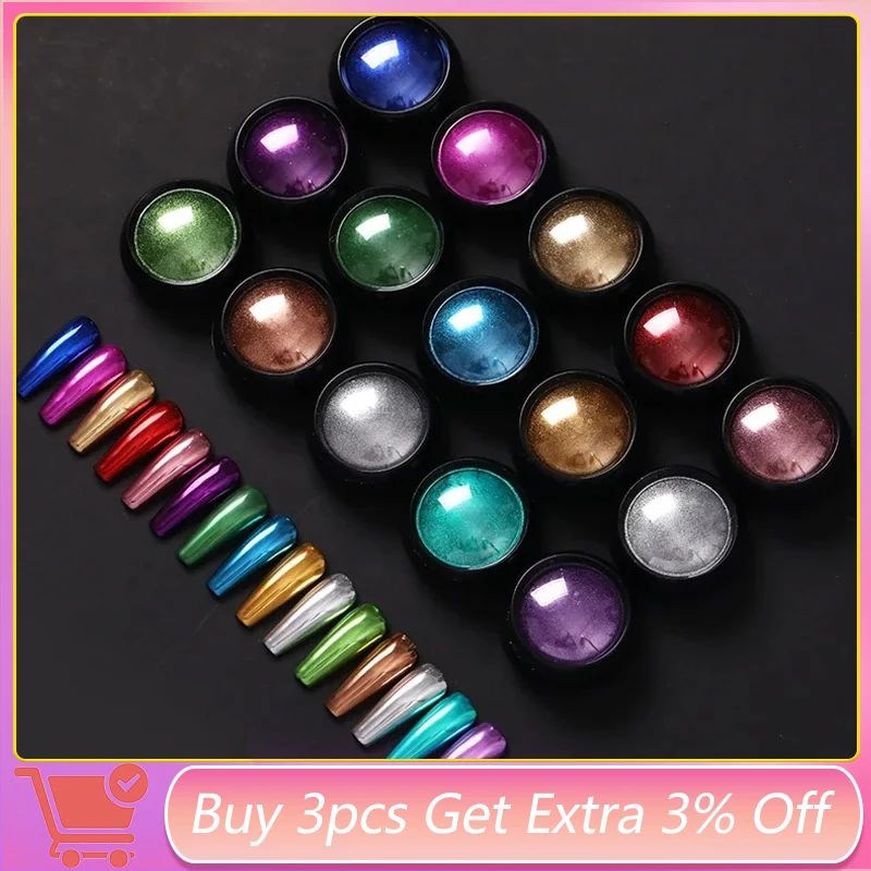 Colorful Nail Mirror Glitter Powder Metallic Color Nail Art Gel Polish Chrome Flakes Pigment Dust Decorations Manicuring