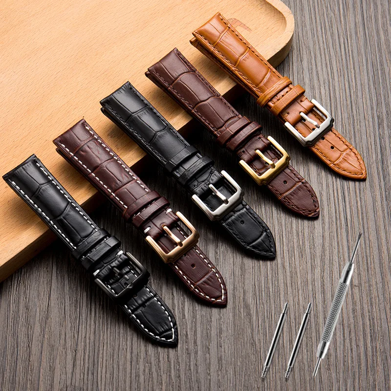 Genuine Leather Watch Band Universal Calfskin Wrist Strap Belt 12mm 13mm 14mm 15mm 16mm 17mm 18mm 19mm 20mm 21mm 22mm 23mm 24mm