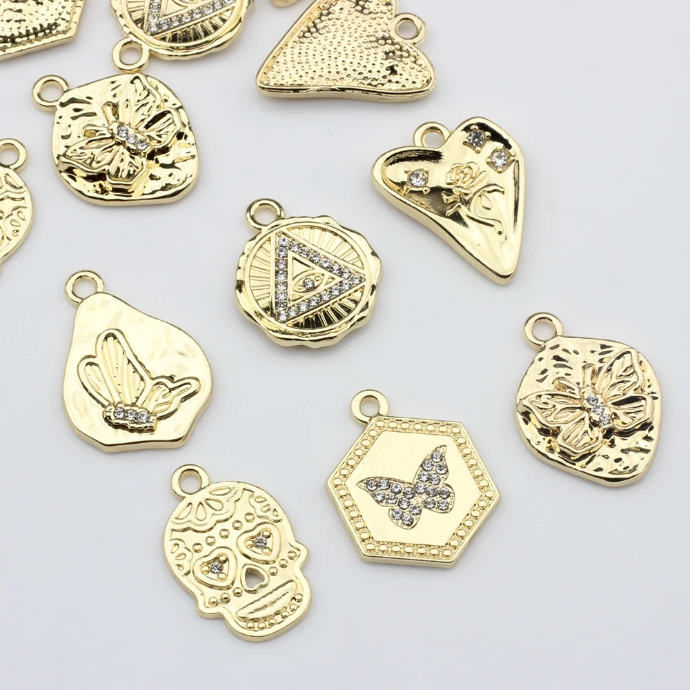 

Zinc Alloy Charms Handmade Point Drill Geometry Coin Charms Pendant 10pcs For DIY Fashion Necklace Jewelry Bracelet Accessories