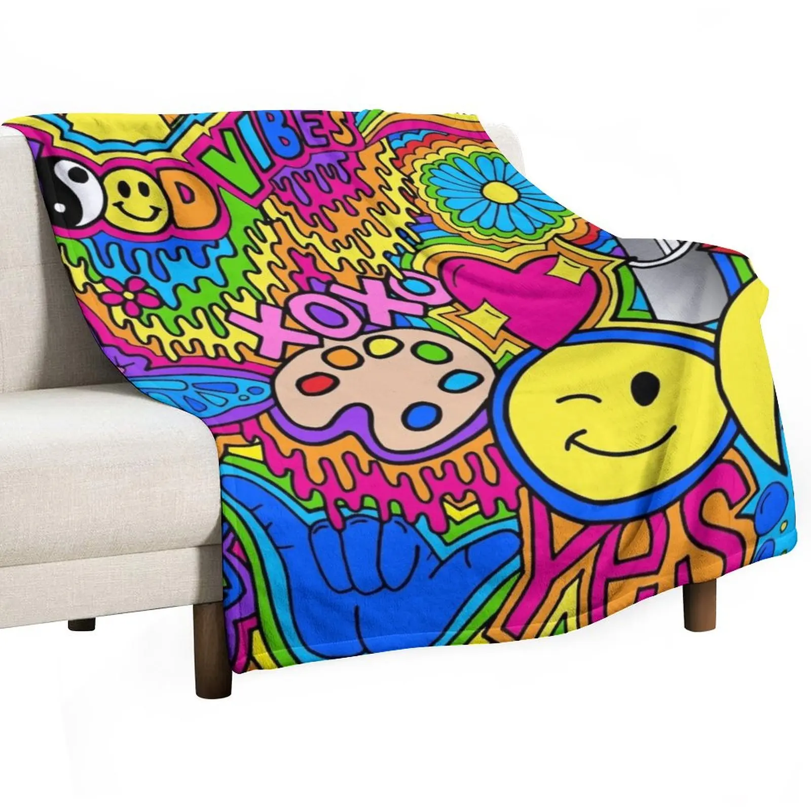 

Hippie Vibes Throw Blanket Polar Thins Blankets