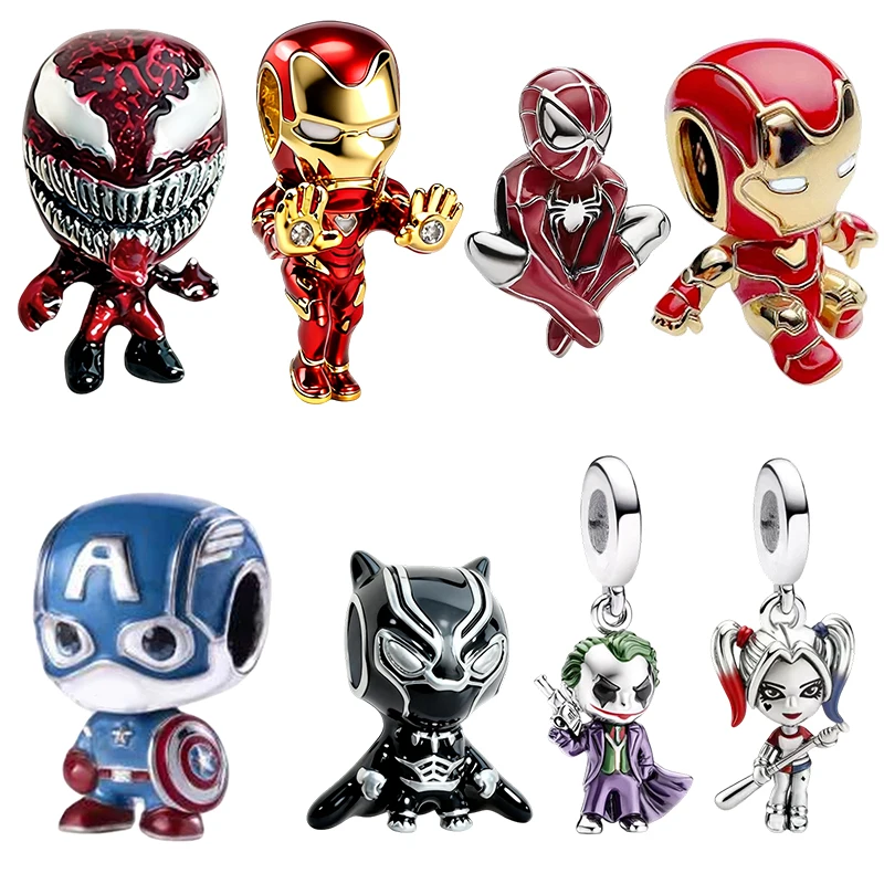 Breloques DC, Marvel Spider-Man Iron Man, perles pendentifs compatibles avec bracelet serpent original en argent, perles pour collier, pour bijoux DIY, cadeau pour femme