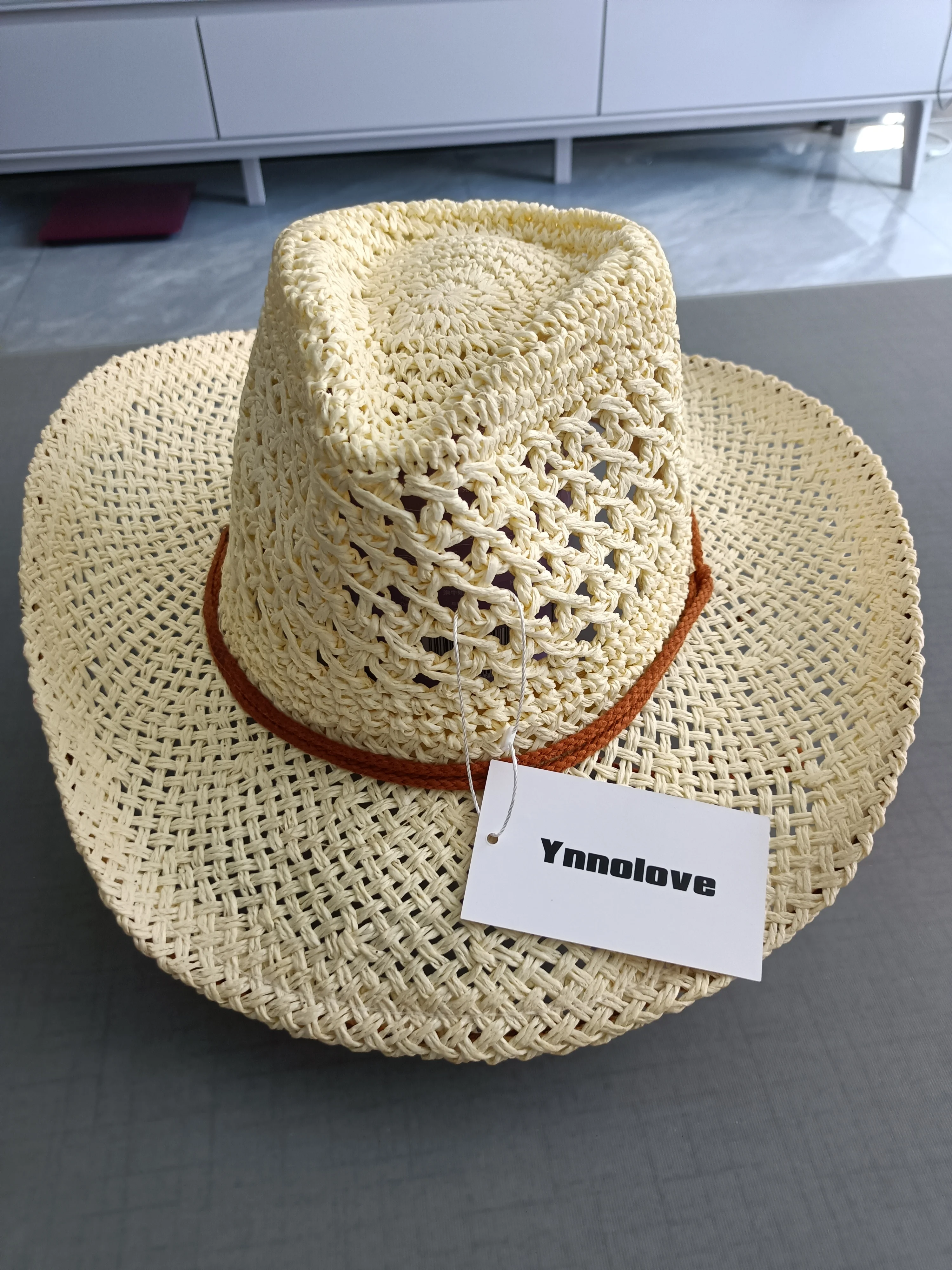 

YNNOLOVE Cowboy Western Shapeable Straw Hat Wide Brim Panama Cowgirl Summer Beach Sun Cap