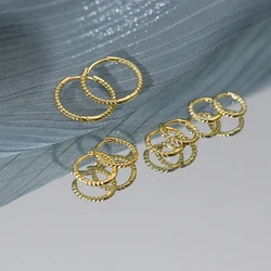 ROXI 925 Sterling Silver Ear Buckle Geometric Twists New Fashion Trendy Ear Hoop Ring Round 18K Gold Plated Earrings For Women