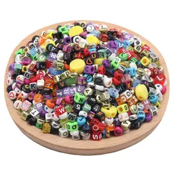 100-400Pcs Acrylic Beads Round Flat Alphabet Digital Cube Loose Spacer Beads For Jewelry Making Handmade Diy Bracelet Necklace