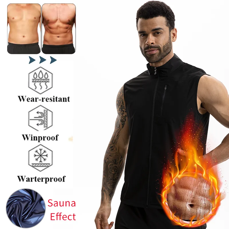 

Men's Sauna Top Slimming Heat Trapping Tank Top Sexy Shapewear Tummy Control Body Shaper Zipper Design Stand-up Collar Jacket