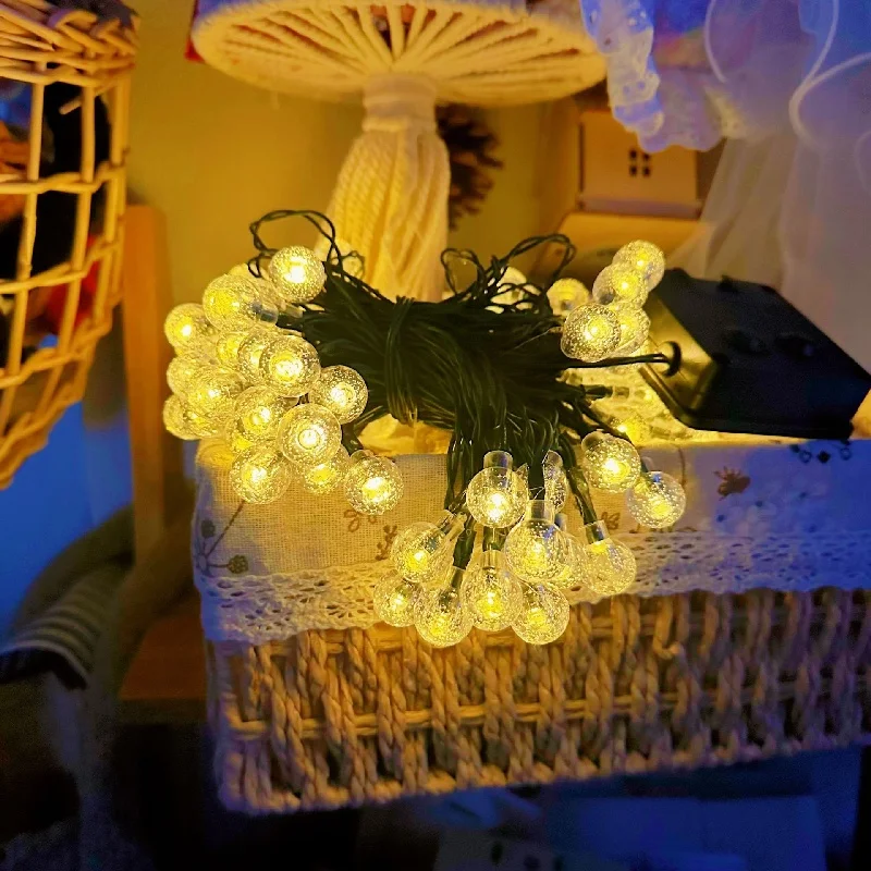 

Crystal Ball LED String Lights Solar Light 8 Modes Fairy Lights Garlands for Outdoor Christmas Party Decoration 5M/7M/12M/22M