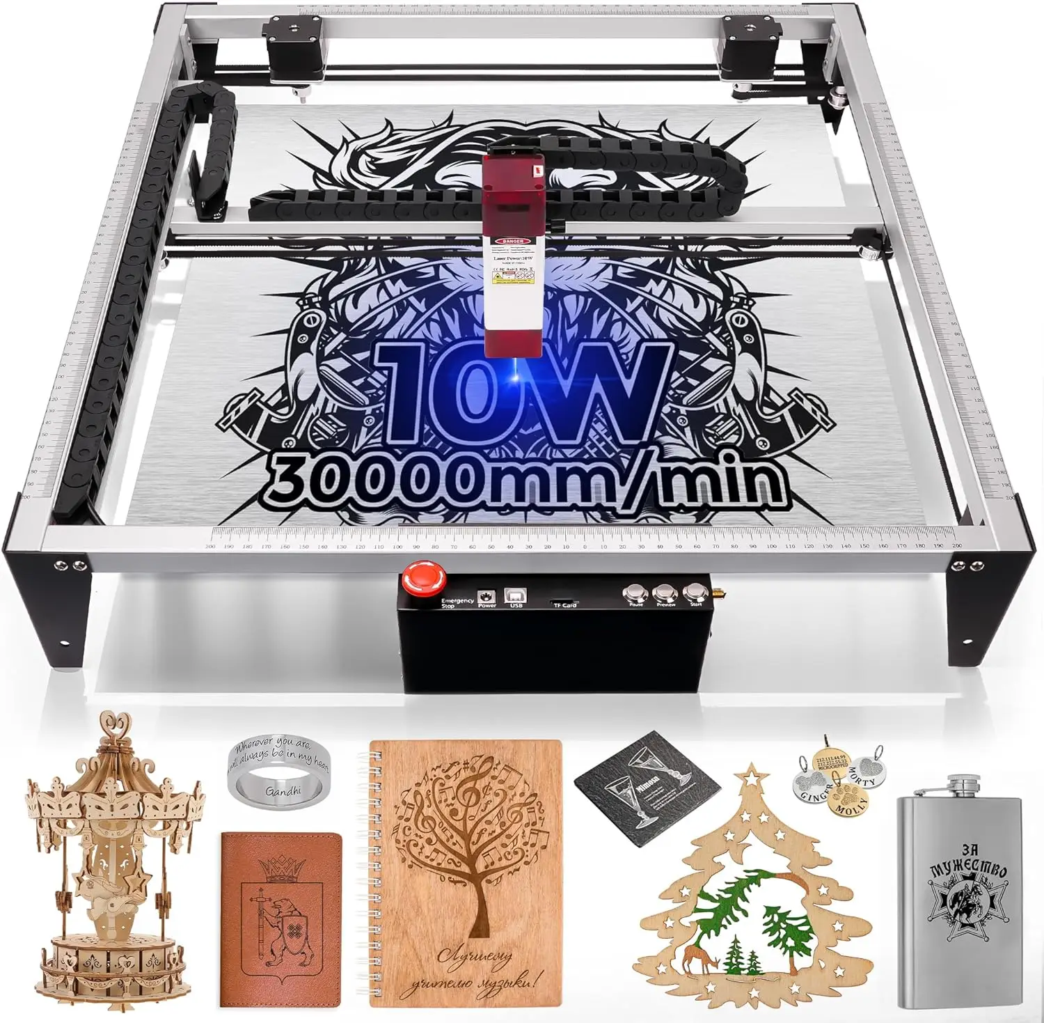 

Lunyee Laser Engraver 80W Laser Cutter,30000Mm/Min Engraving Speed,10W Output Power,Corexy High-Speed Structure,Two-Axis Linear