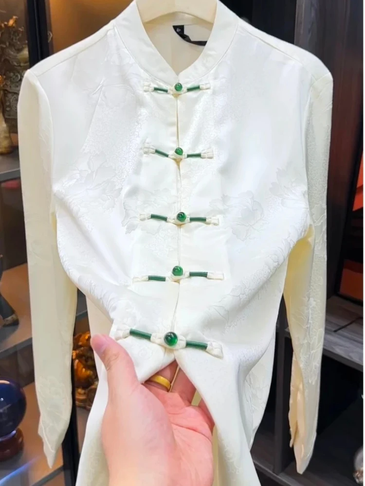 

Мужская рубашка с воротником-стойкой, вышитая, повседневная, комфортная, весна-лето, новинка, в китайском стиле, с длинным рукавом, повседневная