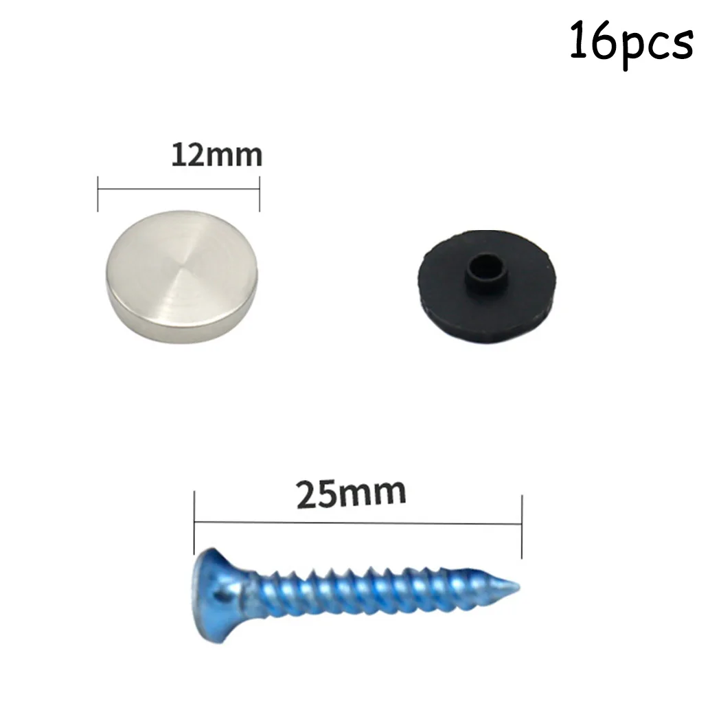 High Quality Mirror nail MIRROR SCREW SCREW CAP Stainless steel 16pcs Accessories CAP THREADED CHROME ELECTROPLATED