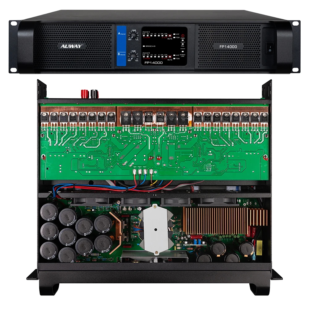 14000W Metal Power Amplifier with XLR Connectivity for Line Array Systems-Outdoor Use