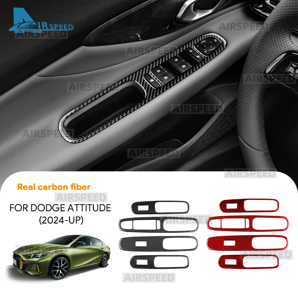

Настоящая мягкая наклейка из углеродного волокна для нового Dodge Attitude GAC Empow 2024 2025 LHD, кнопка переключения подъема двери автомобиля, аксессуары для отделки панели