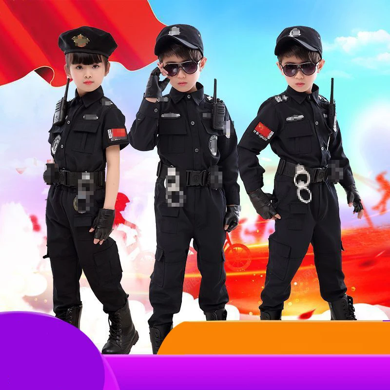 

Children Policeman Cosplay Costumes Kids Christmas Party Carnival Police Uniform Halloween Adults Army Policemen Clothing Gift