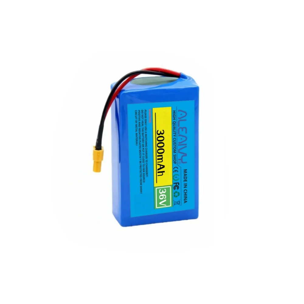 36V 3000mAh Lithium Ion Battery with XT60 Connector, 10S1P, 3Ah, for Hoverboard Engine Kit and Balance Car Spare.