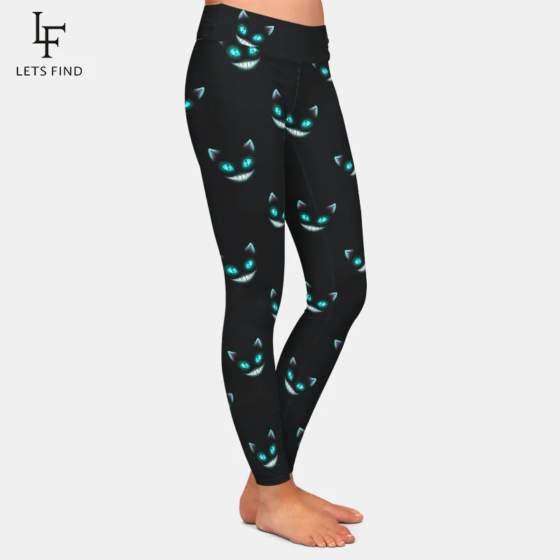 LETSFIND High Quaility Sexy Fitness Full Leggings Fashion Cat Printing High Waist Women Workout Slim Leggings