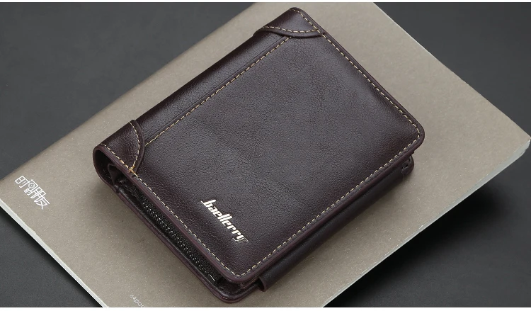 Brand Men PU Leather Short Wallet With Zipper Coin Pocket Vintage Big Capacity Male Short Money Purse Card Holder New