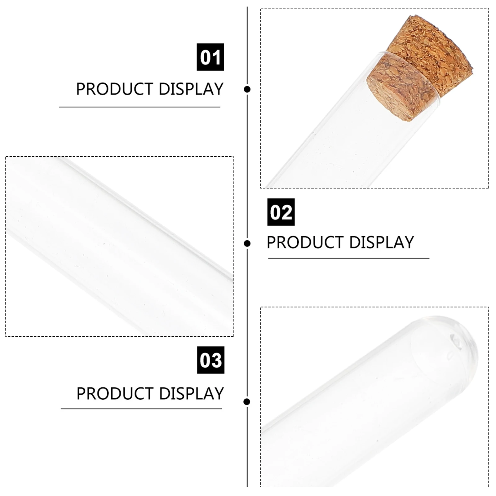 

30Pcs Transparent Plastic Test Tubes Cork Stoppers Sealed Storage Multi-Purpose Scientific Experiment Jewelry Miniature Crafts