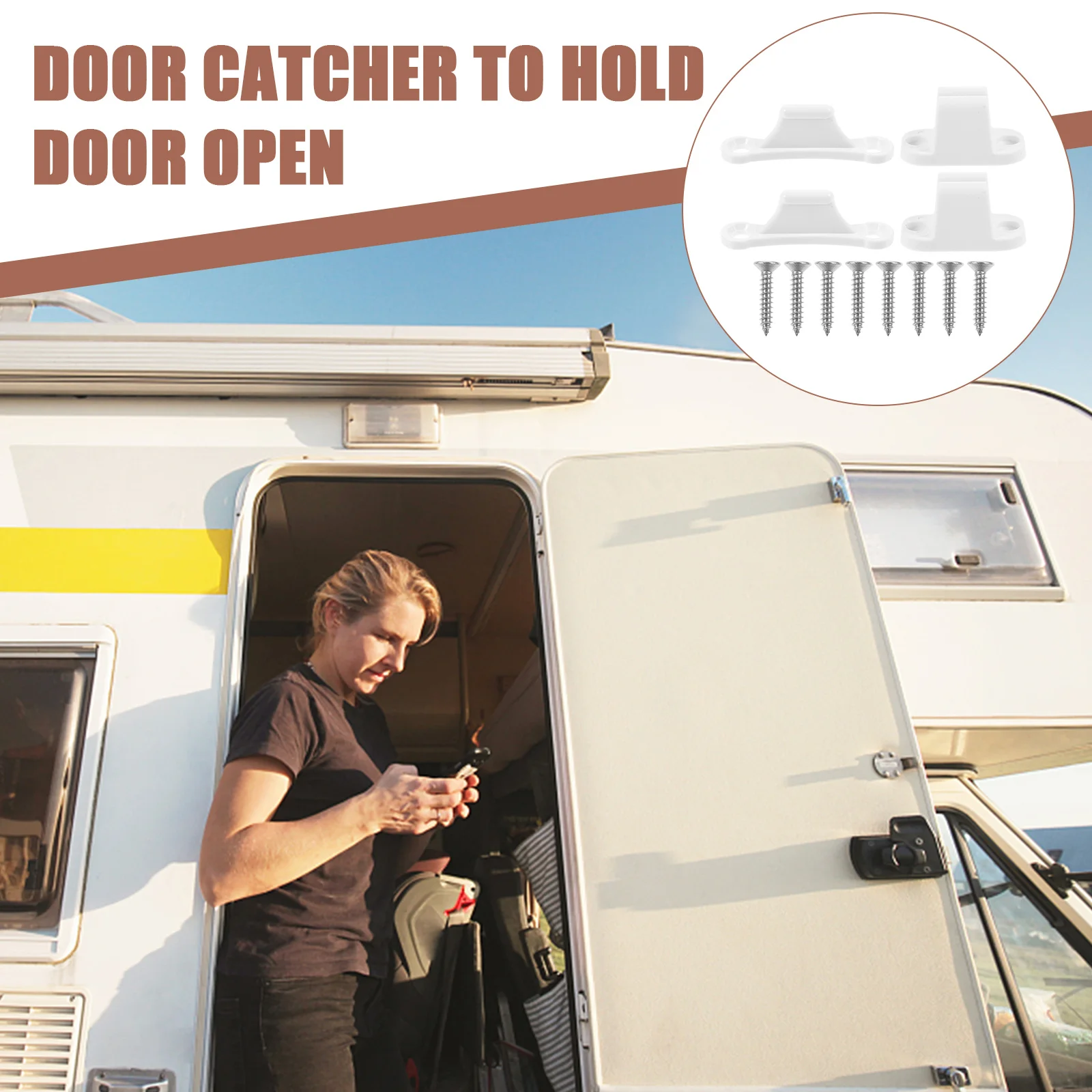 

2Pairs Door Catch ABS Material Rv Door Stopper Retainers Camper Interior Exterior Storage Lock Holder Rv Locker Catch,