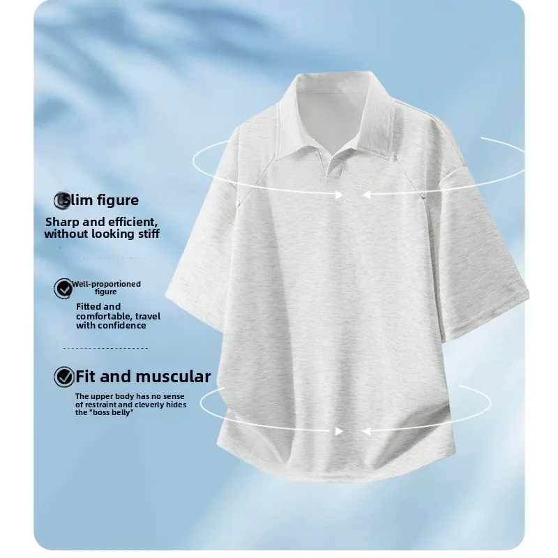 Outdoor Skateboarding Sports Leisure Fashion Collar T-shirt Men Summer Trendy Loose Quick Drying Sports Leisure Short Sleeve Top