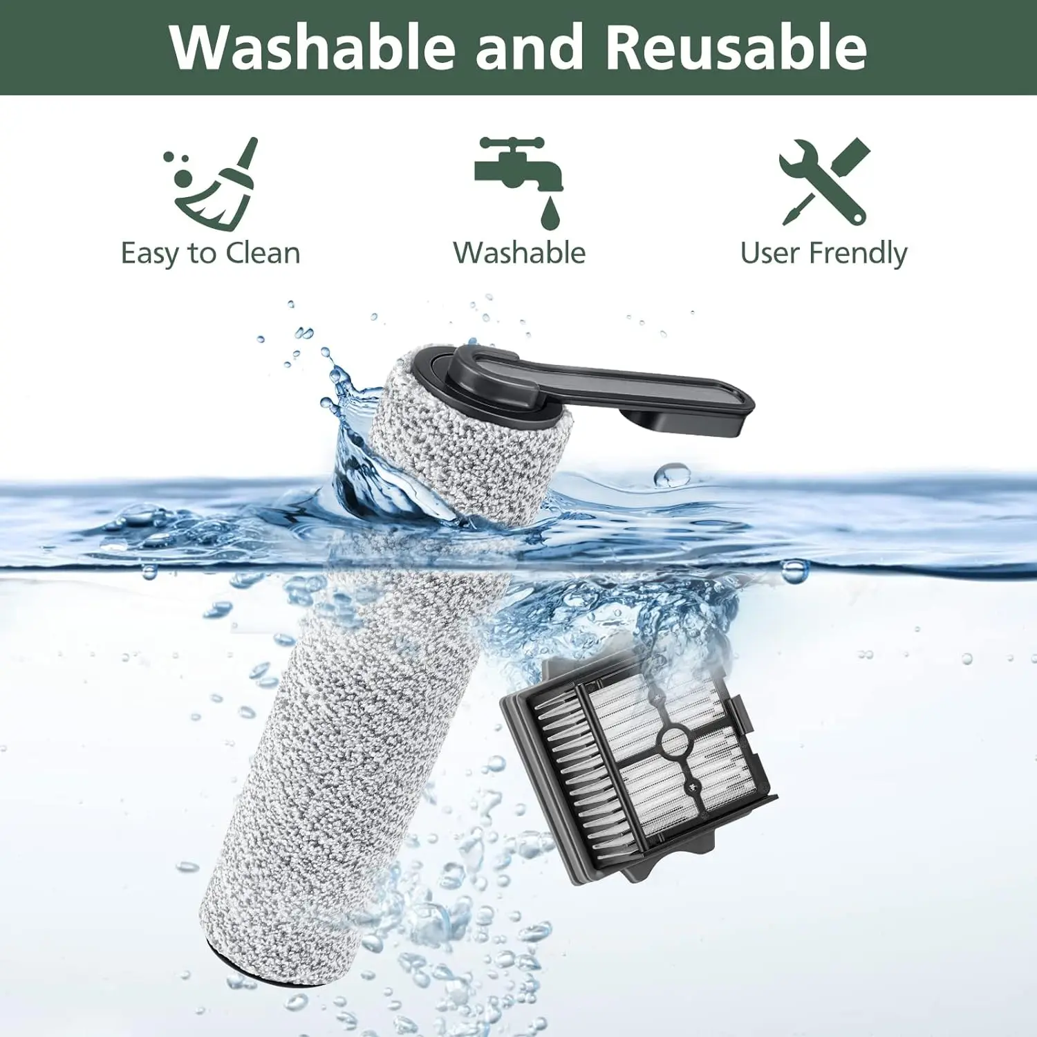 For Tineco Floor ONE S5 Combo Cordless Wet Dry Vacuum Cleaner Accessories Brush Roller And HEPA Filter Replacement Spare Parts