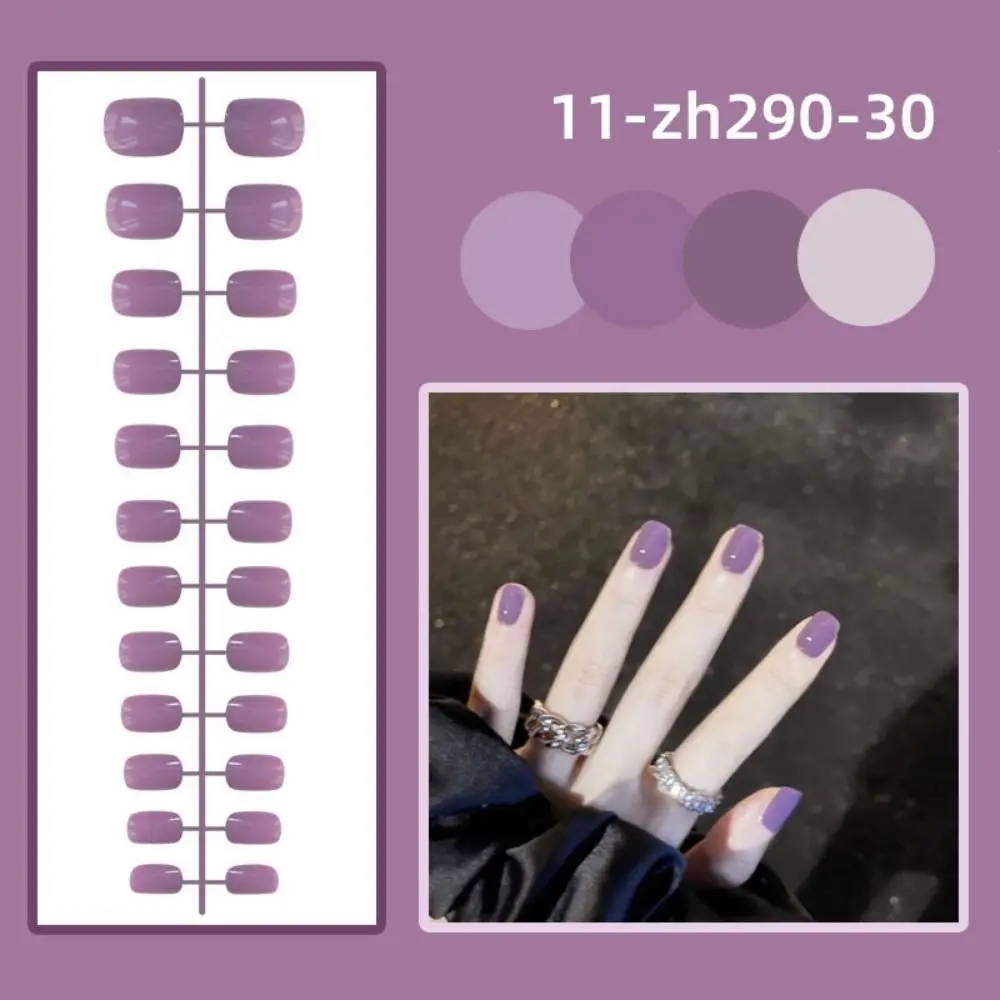 24 stuks afneembare effen kleur nepnagels mini volledige dekking korte vierkante kop kunstnagels heldere draagbare opdruknagels dames