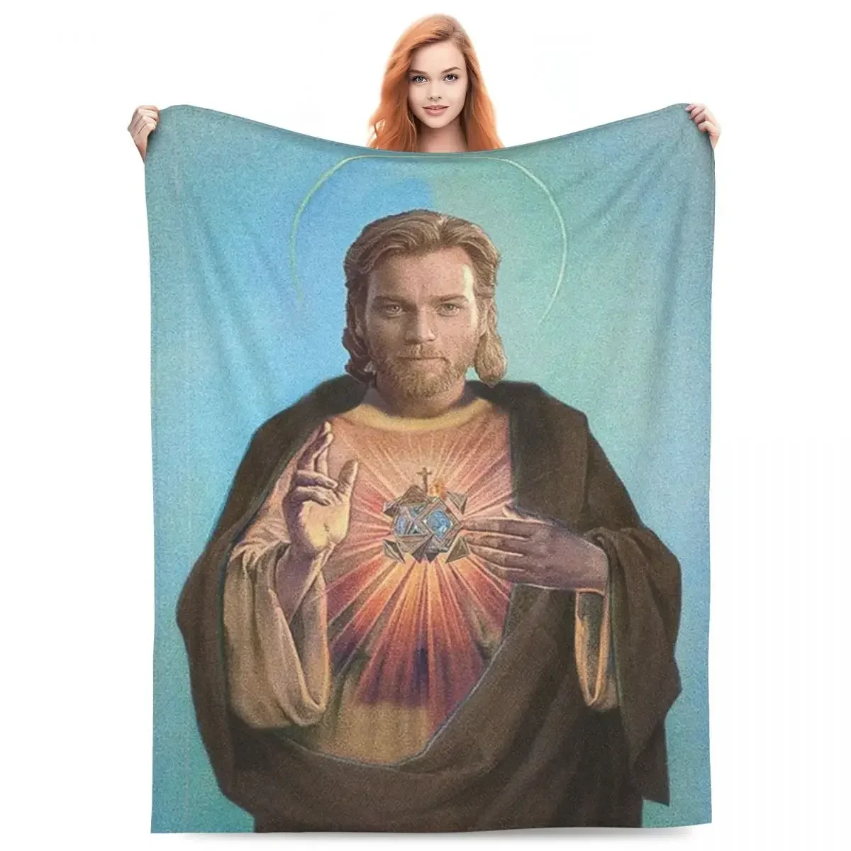 

Jesus-Obi Super Soft Blanket Wan Kenobi Travel Throw Blanket Winter Aesthetic Custom Flannel Bedspread Sofa Bed Cover