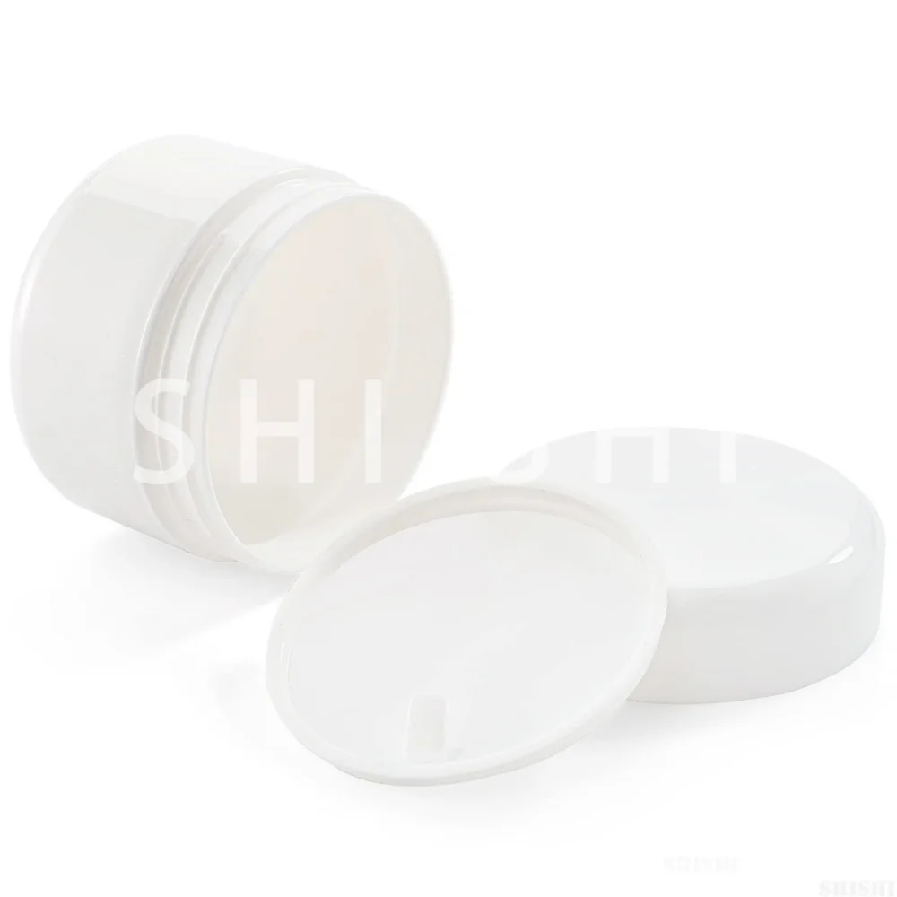 50pcs White Cosmetic Jars with Inner Liners, Refillable Makeup Containers, Plastic Cream Case for Travel 10g 20g 30g 50g 100g