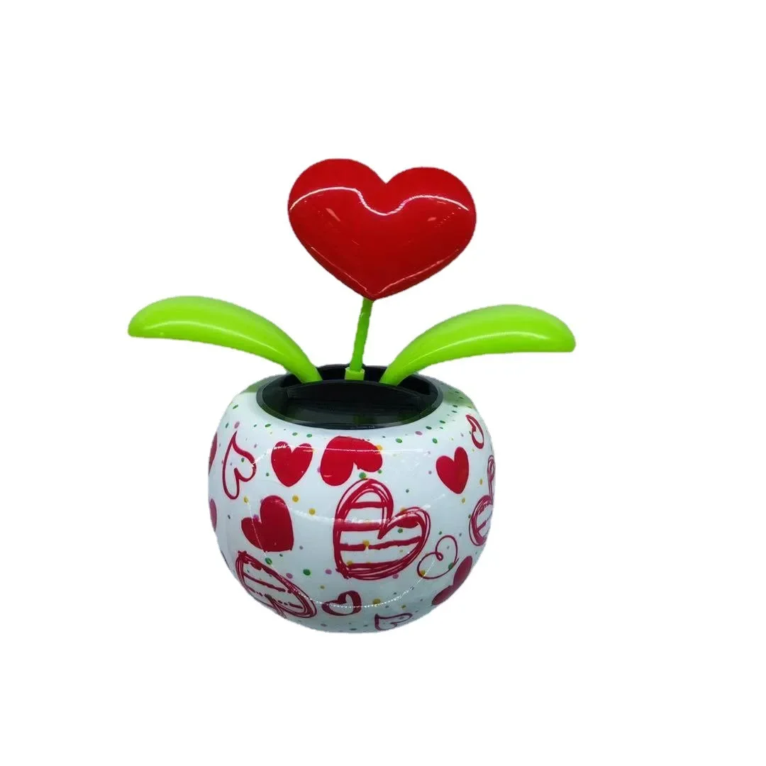 Solar Powered Apple Flower Little Bee Automatic Swinging Sunflower Car Ornament Interior Decoration image 5