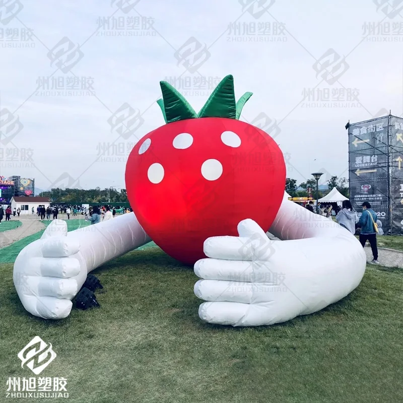 Inflatable cartoon strawberry, fruit air model shopping mall outdoor party music festival theme event props