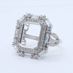 CoLifeLove Luxury 10mm*12mm Gemstone 925 Silver Ring Setting Multiple Sizes Semi Mount Ring Base for Jewelry Making