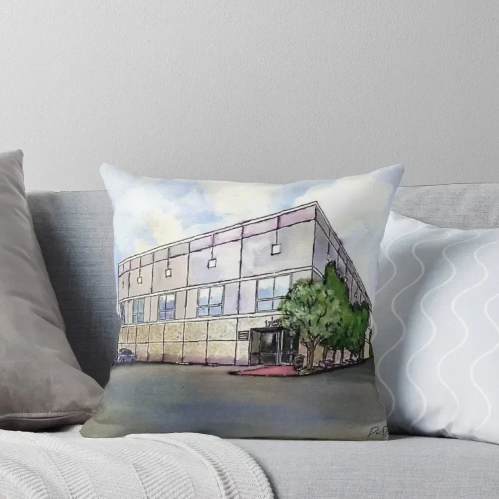 Pam Beesly Dunder Mifflin Paper Company Builing Painting in Watercolor Throw Pillow Sofa Cover christmas pillowcases pillow