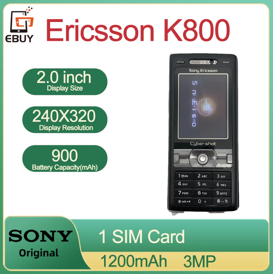 الأصلي سوني إريكسون K800 GSM 2G 3G الهاتف الخليوي المحمول 2.0 ''3MP كاميرا بلوتوث راديو FM غير مقفلة الهاتف المحمول