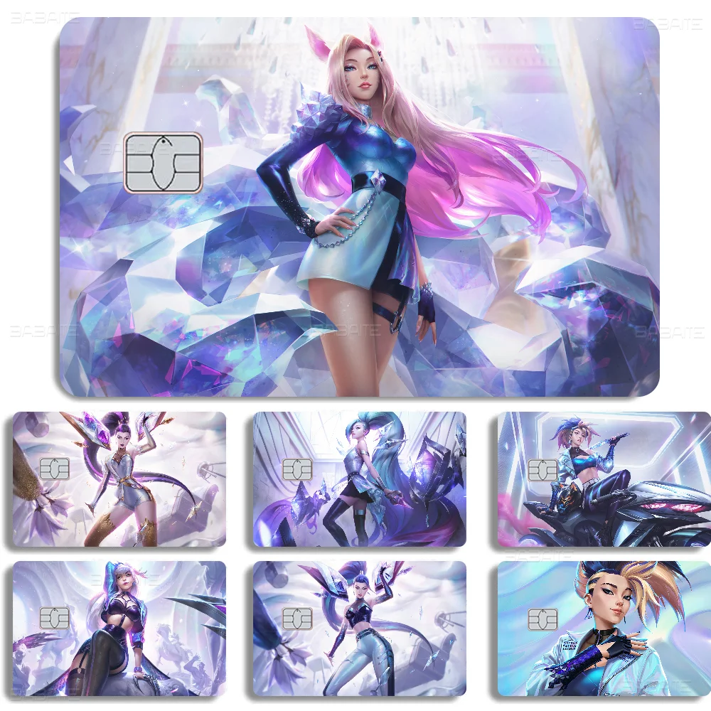 LOL KDA Ahri Akali Kaisa Seraphine Various Anime Bank Credit Cards Bus Pass Stickers Decoration Waterproof Stickers Toys Gifts