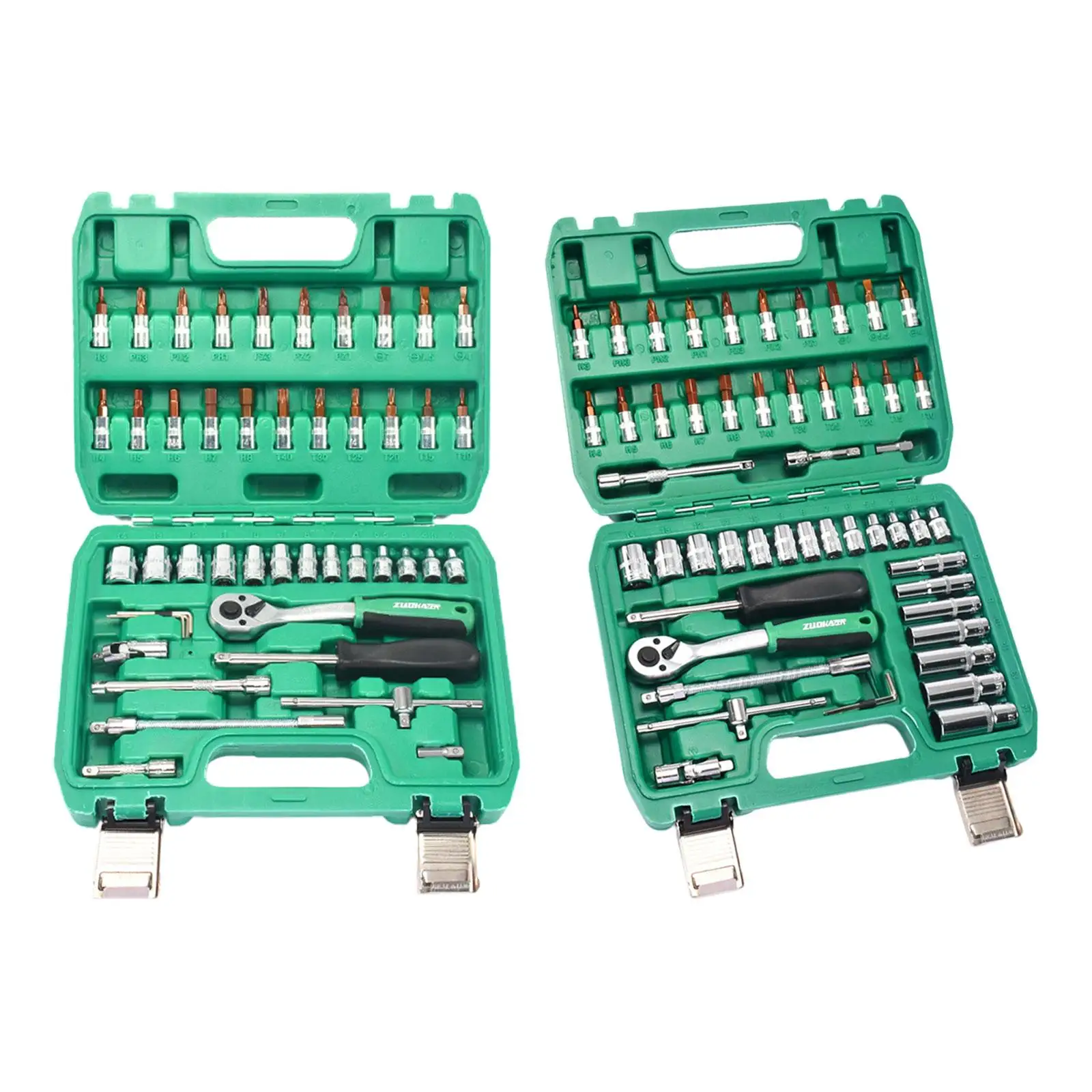 46/53Pcs Mechanic Tool Set High Hardness Auto Repairing 1/4 inch Drive Bit Sturdy Socket Set Garage Extension Bars Professional